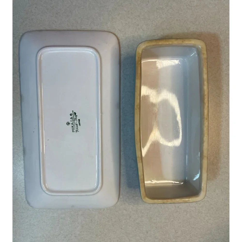 Vintage Mid Century MCM Mikasa Focus Covered Butter Salt Pepper Set